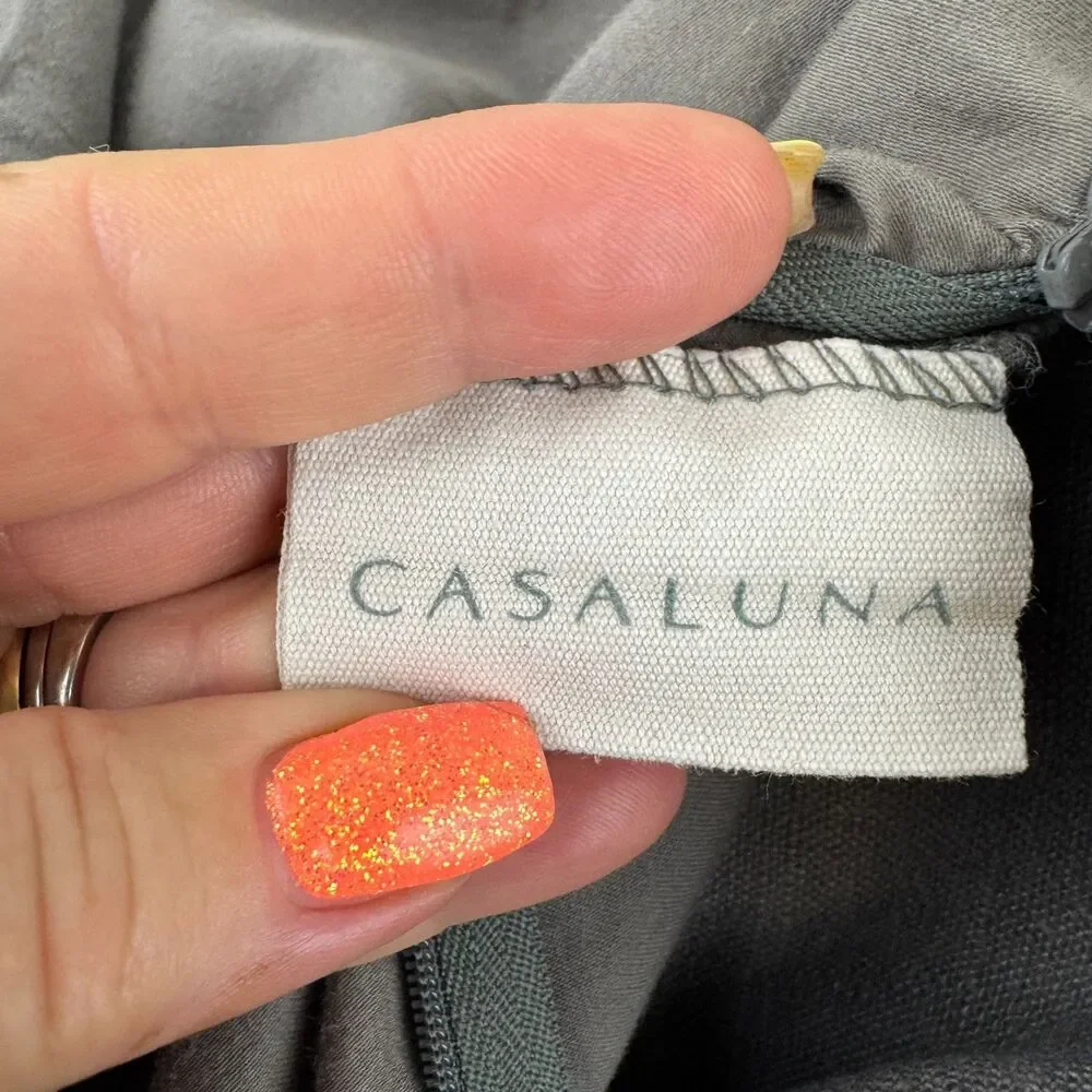 Casaluna Gray Frayed Edge Rayon Linen Cotton Blend Standard Size Pillow Shams